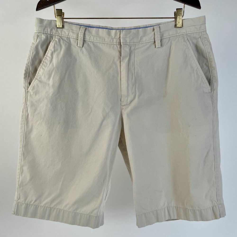 Men's J. Crew Flat Front Chino Shorts, Light Tan Khaki, Size 36
